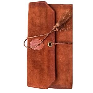 Vtg Rolf's split cowhide jewelry travel pouch, color, preowned EC